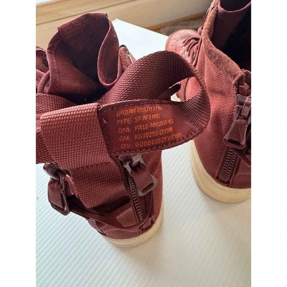 Nike Special Field Air Force 1 Mid Burgundy Canvas Suede Sneakers Men's 11